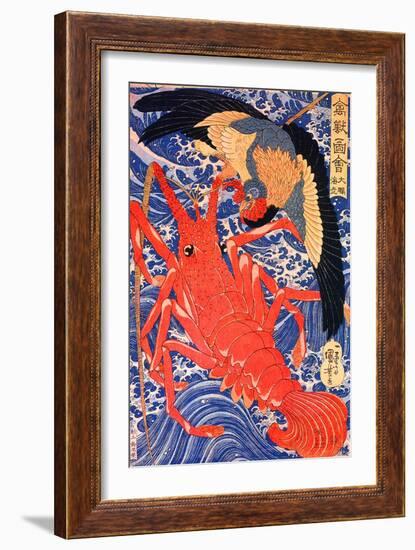 Lobster and Bird-Kuniyoshi Utagawa-Framed Giclee Print