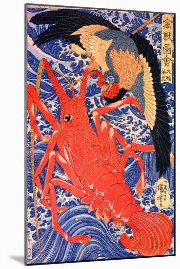 Lobster and Bird-Kuniyoshi Utagawa-Mounted Giclee Print