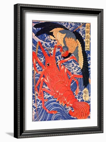 Lobster and Bird-Kuniyoshi Utagawa-Framed Giclee Print