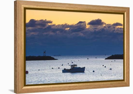 Lobster Boat at Dawn in Rye Harbor, New Hampshire-Jerry & Marcy Monkman-Framed Premier Image Canvas