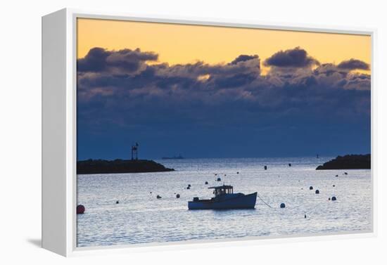 Lobster Boat at Dawn in Rye Harbor, New Hampshire-Jerry & Marcy Monkman-Framed Premier Image Canvas