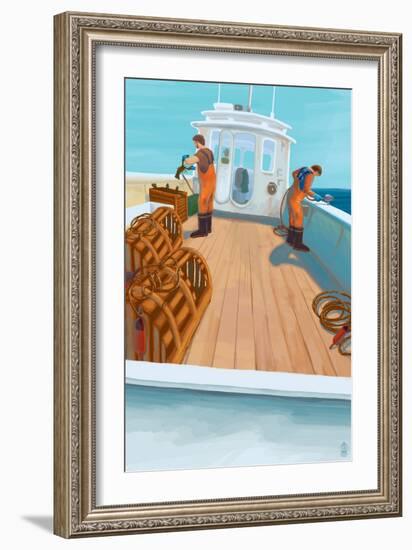 Lobster Boat Fishing-Lantern Press-Framed Art Print