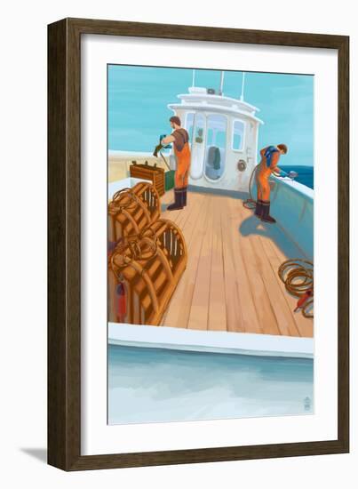Lobster Boat Fishing-Lantern Press-Framed Art Print