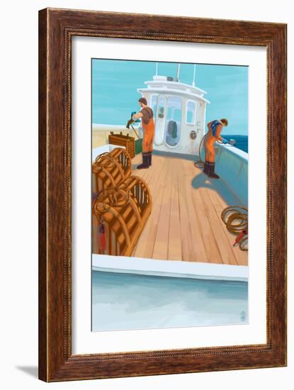 Lobster Boat Fishing-Lantern Press-Framed Art Print