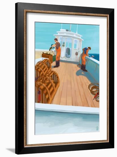 Lobster Boat Fishing-Lantern Press-Framed Art Print