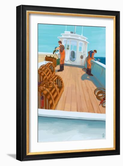 Lobster Boat Fishing-Lantern Press-Framed Art Print