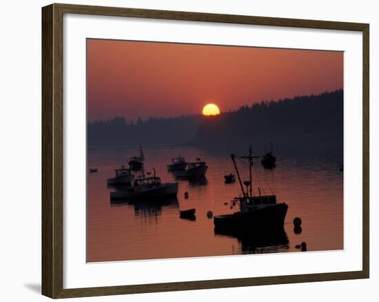 Lobster Boats in Harbor at Sunrise, Stonington, Maine, USA-Joanne Wells-Framed Photographic Print