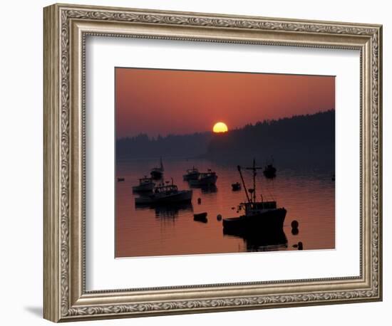 Lobster Boats in Harbor at Sunrise, Stonington, Maine, USA-Joanne Wells-Framed Photographic Print