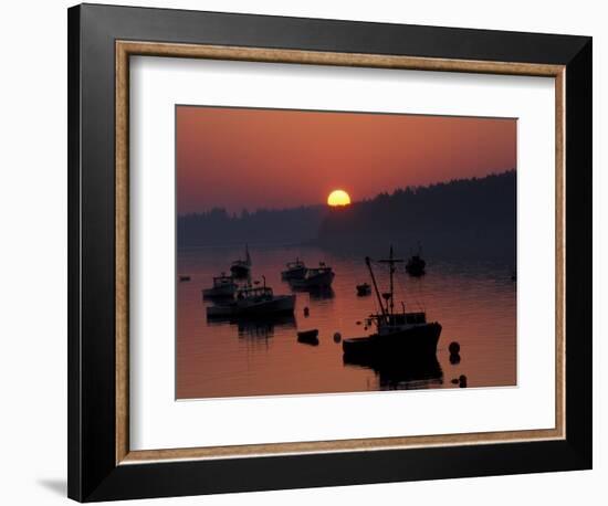 Lobster Boats in Harbor at Sunrise, Stonington, Maine, USA-Joanne Wells-Framed Photographic Print