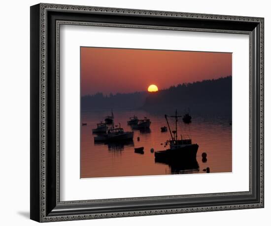 Lobster Boats in Harbor at Sunrise, Stonington, Maine, USA-Joanne Wells-Framed Photographic Print