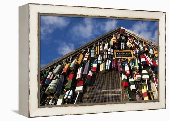 Lobster Buoys, Gloucester, Massachusetts, USA-Walter Bibikow-Framed Premier Image Canvas