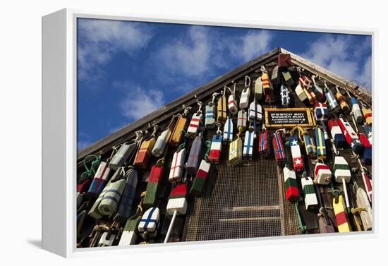 Lobster Buoys, Gloucester, Massachusetts, USA-Walter Bibikow-Framed Premier Image Canvas