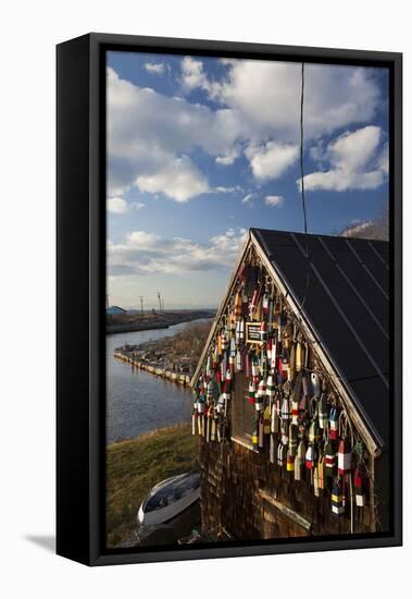 Lobster Buoys, Gloucester, Massachusetts, USA-Walter Bibikow-Framed Premier Image Canvas