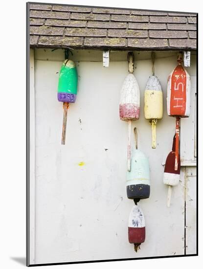 Lobster Buoys on Hut-Tom Grill-Mounted Photographic Print