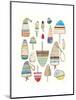 Lobster Buoys on White-Courtney Prahl-Mounted Art Print