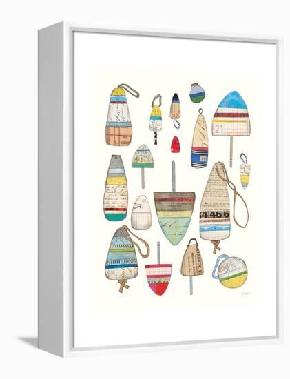 Lobster Buoys on White-Courtney Prahl-Framed Stretched Canvas