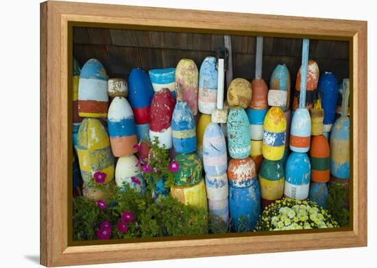 Lobster Buoys, Rockport, Massachusetts, USA-Walter Bibikow-Framed Premier Image Canvas