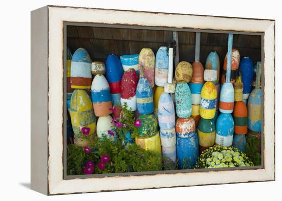 Lobster Buoys, Rockport, Massachusetts, USA-Walter Bibikow-Framed Premier Image Canvas