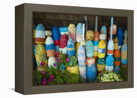 Lobster Buoys, Rockport, Massachusetts, USA-Walter Bibikow-Framed Premier Image Canvas