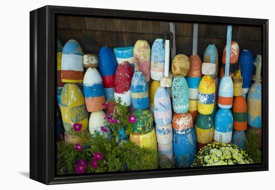 Lobster Buoys, Rockport, Massachusetts, USA-Walter Bibikow-Framed Premier Image Canvas