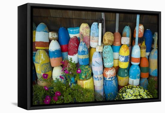 Lobster Buoys, Rockport, Massachusetts, USA-Walter Bibikow-Framed Premier Image Canvas