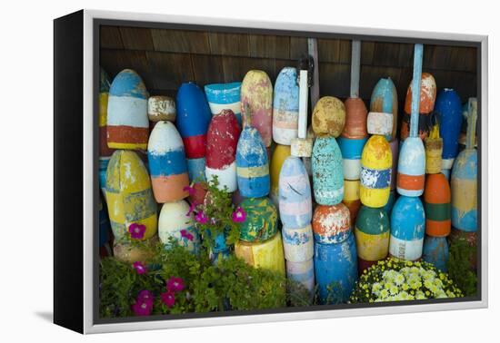 Lobster Buoys, Rockport, Massachusetts, USA-Walter Bibikow-Framed Premier Image Canvas