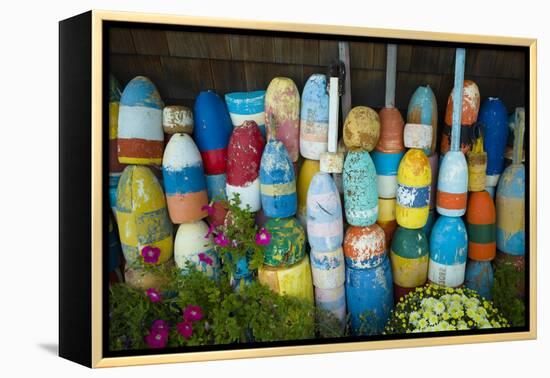 Lobster Buoys, Rockport, Massachusetts, USA-Walter Bibikow-Framed Premier Image Canvas