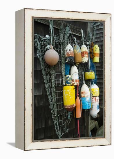Lobster Buoys, Rockport, Massachusetts, USA-Walter Bibikow-Framed Premier Image Canvas