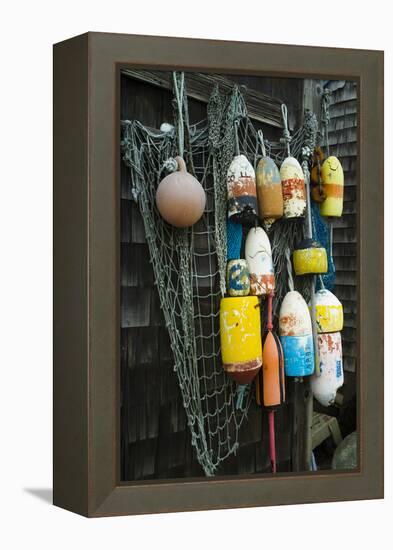 Lobster Buoys, Rockport, Massachusetts, USA-Walter Bibikow-Framed Premier Image Canvas