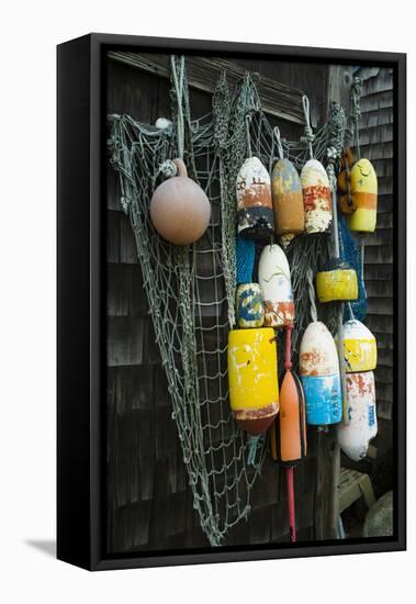 Lobster Buoys, Rockport, Massachusetts, USA-Walter Bibikow-Framed Premier Image Canvas