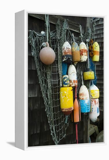 Lobster Buoys, Rockport, Massachusetts, USA-Walter Bibikow-Framed Premier Image Canvas