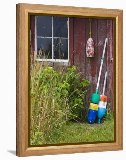 Lobster Buoys, Thatcher Island, Rockport, Cape Ann, Massachusetts, USA-Walter Bibikow-Framed Premier Image Canvas