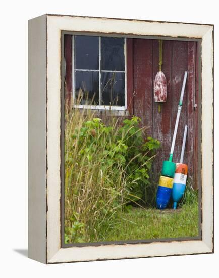 Lobster Buoys, Thatcher Island, Rockport, Cape Ann, Massachusetts, USA-Walter Bibikow-Framed Premier Image Canvas