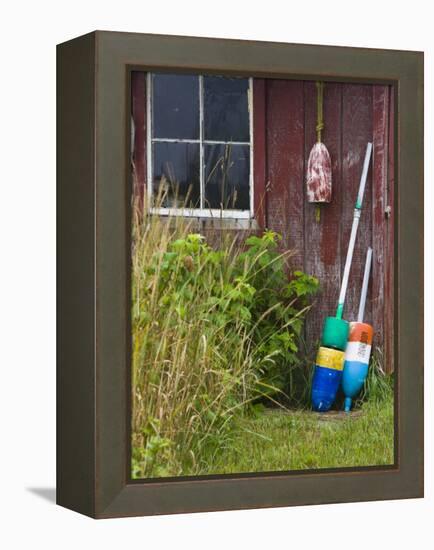 Lobster Buoys, Thatcher Island, Rockport, Cape Ann, Massachusetts, USA-Walter Bibikow-Framed Premier Image Canvas