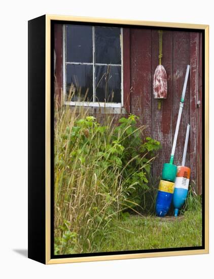 Lobster Buoys, Thatcher Island, Rockport, Cape Ann, Massachusetts, USA-Walter Bibikow-Framed Premier Image Canvas