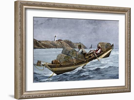 Lobster Fishermen in the Grand Manan Channel Between Maine and New Brunswick, 1890s-null-Framed Giclee Print