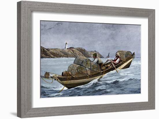 Lobster Fishermen in the Grand Manan Channel Between Maine and New Brunswick, 1890s-null-Framed Giclee Print