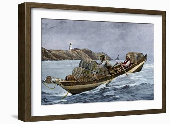 Lobster Fishermen in the Grand Manan Channel Between Maine and New Brunswick, 1890s-null-Framed Giclee Print