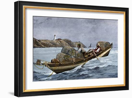 Lobster Fishermen in the Grand Manan Channel Between Maine and New Brunswick, 1890s--Framed Giclee Print