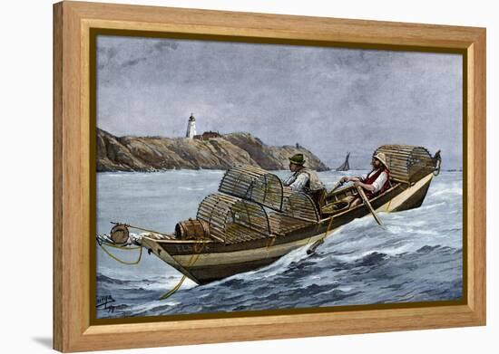 Lobster Fishermen in the Grand Manan Channel Between Maine and New Brunswick, 1890s-null-Framed Premier Image Canvas