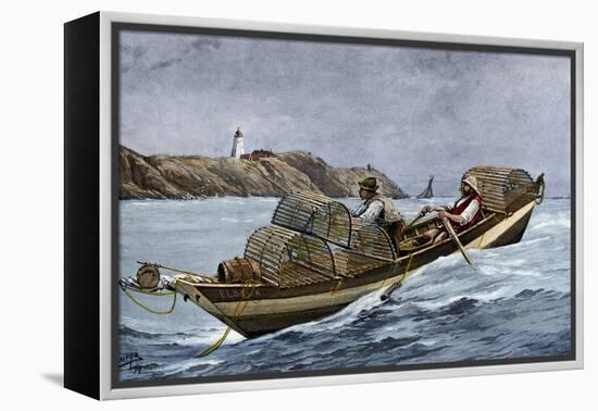 Lobster Fishermen in the Grand Manan Channel Between Maine and New Brunswick, 1890s-null-Framed Premier Image Canvas
