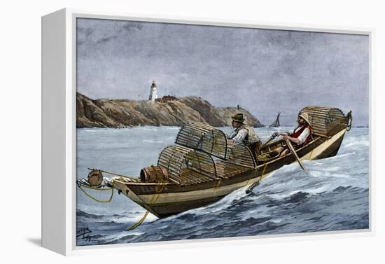 Lobster Fishermen in the Grand Manan Channel Between Maine and New Brunswick, 1890s-null-Framed Premier Image Canvas