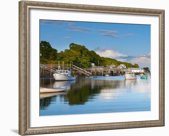 Lobster Fishing Boats and Jetties, New Harbor, Pemaquid Peninsula, Maine, New England, USA-Alan Copson-Framed Photographic Print