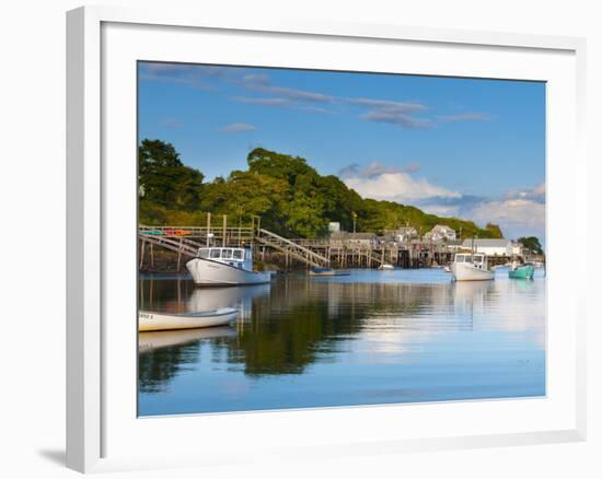 Lobster Fishing Boats and Jetties, New Harbor, Pemaquid Peninsula, Maine, New England, USA-Alan Copson-Framed Photographic Print