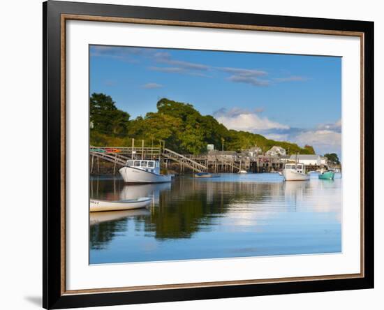 Lobster Fishing Boats and Jetties, New Harbor, Pemaquid Peninsula, Maine, New England, USA-Alan Copson-Framed Photographic Print