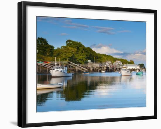 Lobster Fishing Boats and Jetties, New Harbor, Pemaquid Peninsula, Maine, New England, USA-Alan Copson-Framed Photographic Print