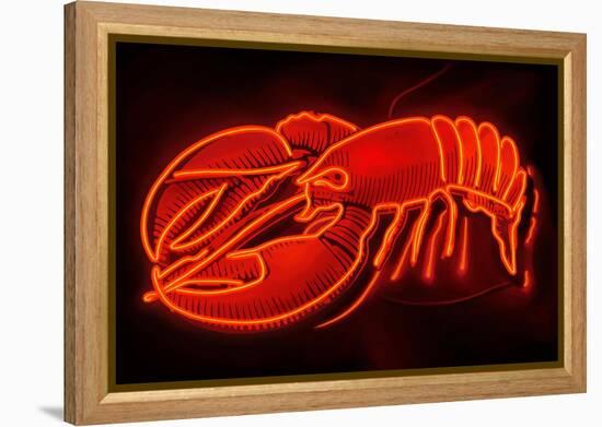 Lobster Neon Sign-Lantern Press-Framed Stretched Canvas