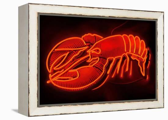 Lobster Neon Sign-Lantern Press-Framed Stretched Canvas