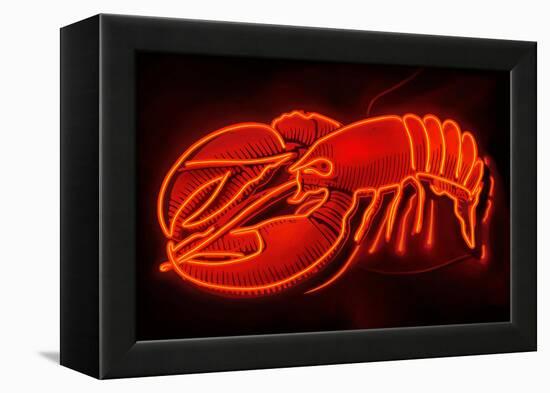 Lobster Neon Sign-Lantern Press-Framed Stretched Canvas