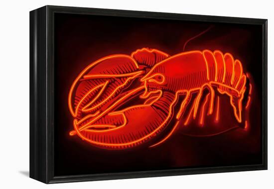 Lobster Neon Sign-Lantern Press-Framed Stretched Canvas